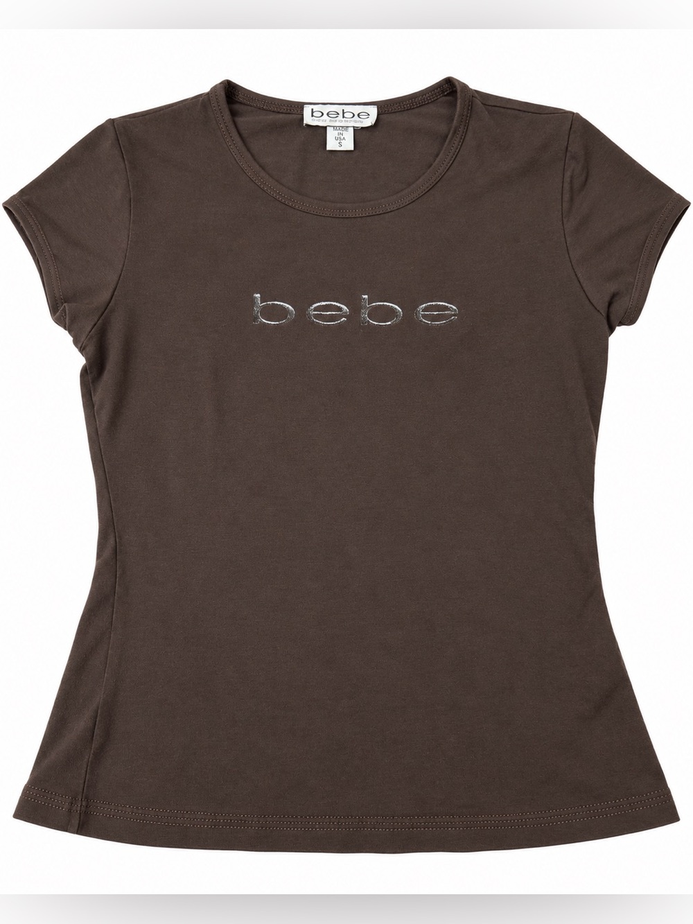 Vintage Bebe fitted baby tee in a dark chocolate brown - Size S